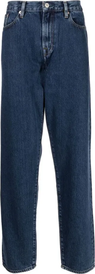 'Authentic Twill' mid-wash tapered jeans