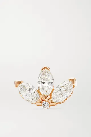 MARIA TASH - Lotus 18-karat Rose Gold Diamond Earring - One size