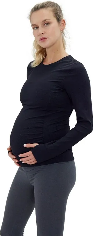 Maternity Ingrid & Isabel Active Rib Long Sleeve Tee Black XS