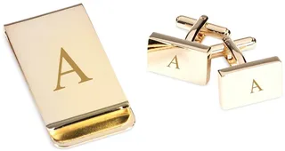 Gold Plated Cufflinks and Money Clip Set