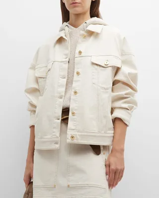 Monili-Tag Oversized Denim Jacket