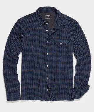 Houndstooth Double Knit Polo in Classic Navy