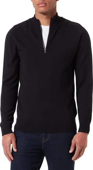 PARIS SUNDAY Men's Mock Neck Half Zip Sweater