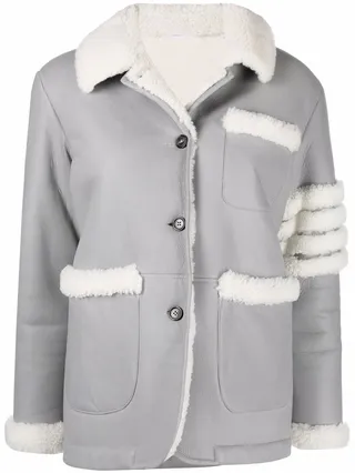4-Bar stripe shearling jacket
