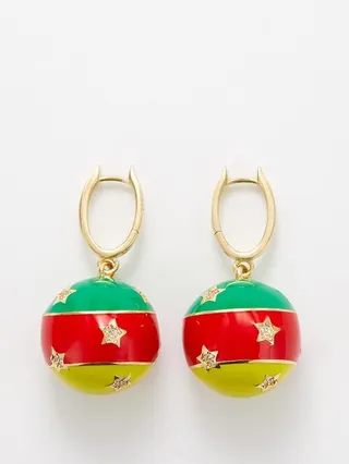 Cameroon Diamond & 14kt Gold Earrings