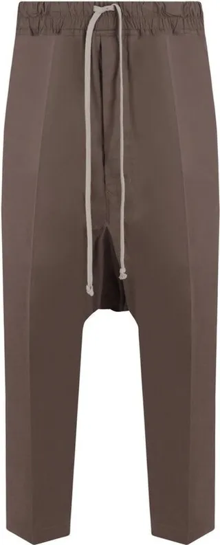 Rick Owens Drop-Crotch Detailed Cropped Trousers