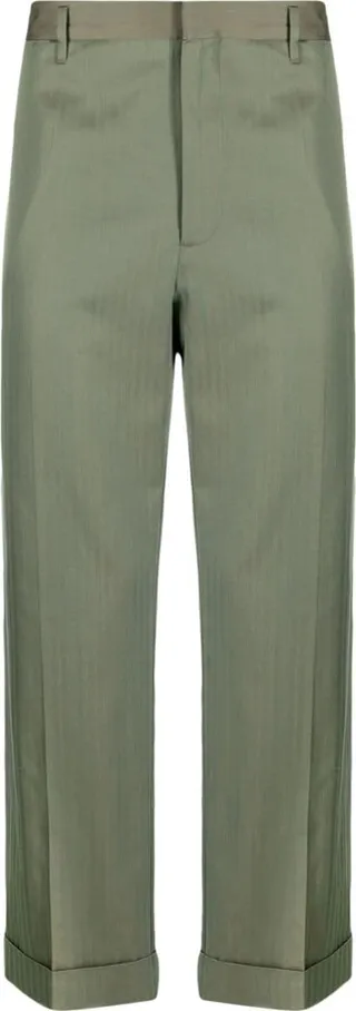 Stripe-Pattern Cropped Trousers