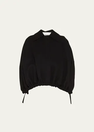 Drawstring Cropped Cashmere Cape