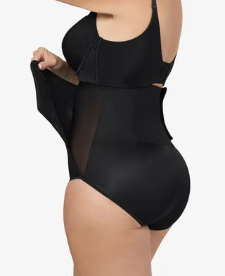 Leonisa Women's High-Waisted Firm Compression Postpartum Panty with Adjustable Belly Wrap