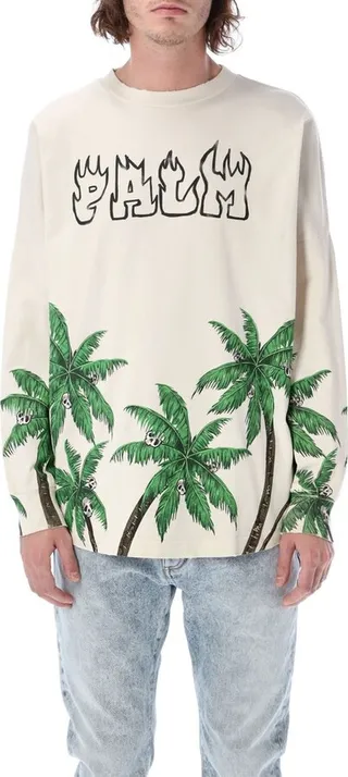 Palm Angels Palm Skull Printed Crewneck T-Shirt