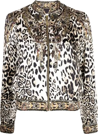 All-Over Leopard-Print Bomber Jacket