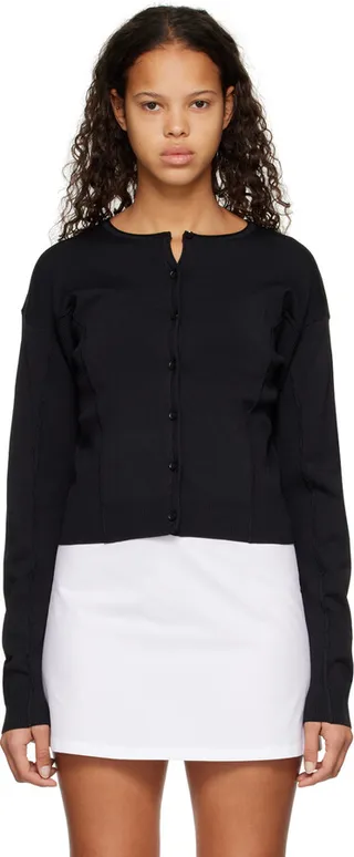 LOW CLASSIC Black Crewneck Cardigan