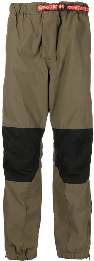 Panelled Drawstring-Waist Straight-Leg Trousers