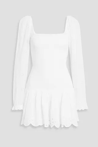Jayce shirred broderie anglaise mini dress