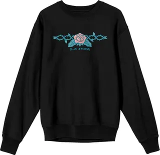 Rose & Thorns "La Jefa" Adult Black Crew Neck Sweatshirt-Medium