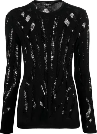 Black Ripped Detail Long Sleeve Top