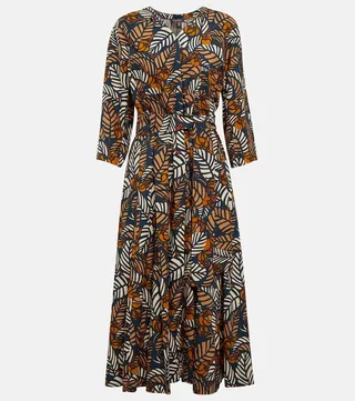Mantide printed cotton midi dress