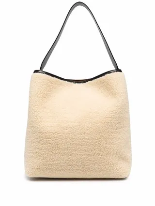 Large Faux-Shearling Tote Bag