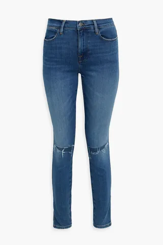 Le High Skinny distressed high-rise skinny jeans