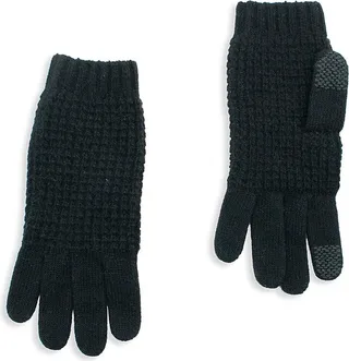 Waffle Knit Cashmere Touchscreen Gloves