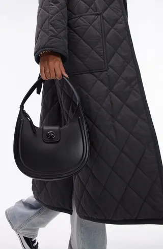 Twist Lock Faux Leather Shoulder Bag