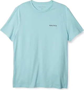 Nautica Men's Short Sleeve Solid Crew Neck T-Shirt (Harbor Mist) Men's T Shirt