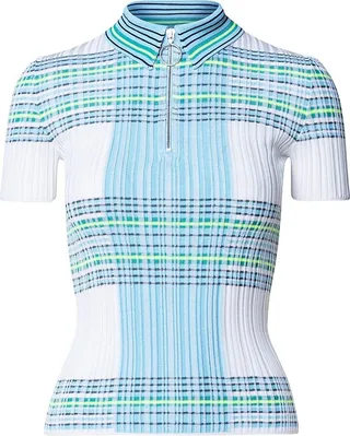 Check Polo Knit Top