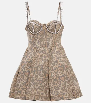 Embellished cotton-blend minidress