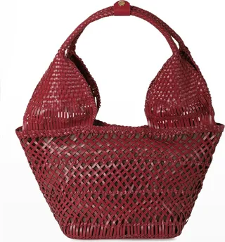 Margarita Cutout Woven Leather Shoulder Bag
