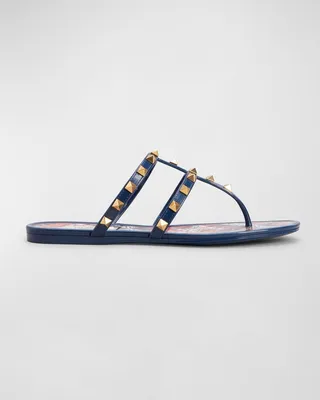 Rockstud Printed-Footbed Thong Sandals