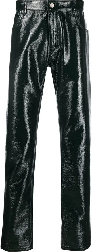 Vinyl Straight-Leg Trousers
