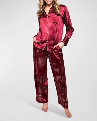 Bordeaux Polka Dots Silk Pajama Set