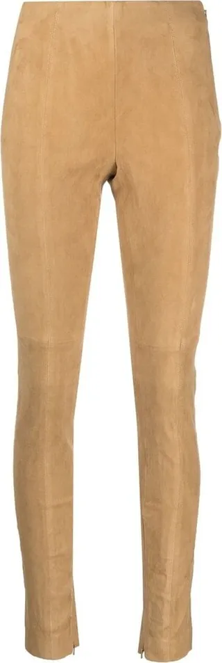 Tonal Stitching Leather Leggings