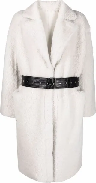 Shearling Belted Midi Coat