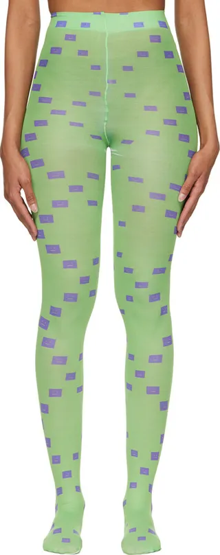Acne Studios Green Printed Tights