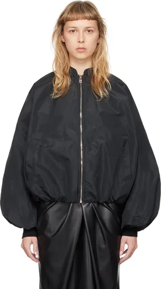 MSGM Black Balloon Sleeve Bomber Jacket