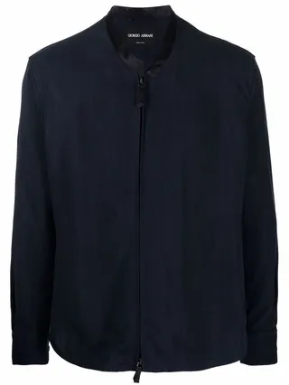 Zip-Up Silk Bomber Jacket