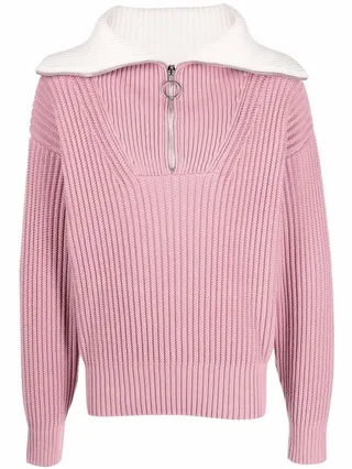 Zip-Collar Fisherman's Rib Jumper