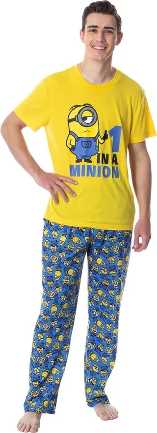 Despicable Me Mens' Minions 1 In A Minion Raglan Sleep Pajama Set (Large) Multicoloured