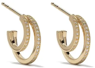 18kt yellow gold Halo brilliant cut diamond hoop earrings