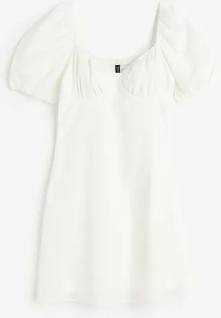 Puff-sleeved Crêped Dress