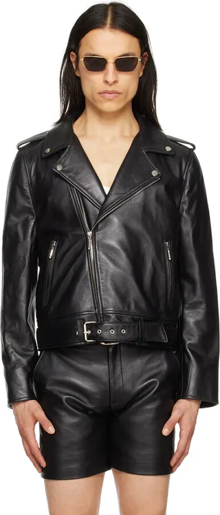 Ernest W. Baker Black Perfecto Leather Jacket