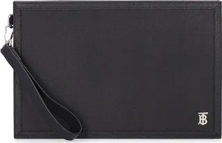 Frame grained leather pouch