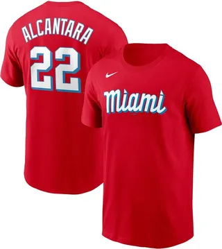 Men's Nike Sandy Alcantara Red Miami Marlins City Connect Name and Number T-shirt