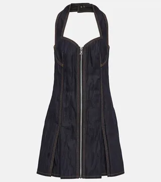 Halterneck denim minidress