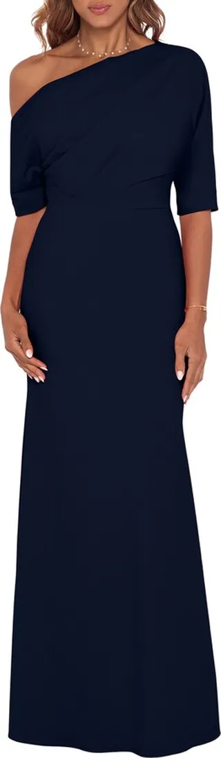 One-Shoulder Crepe Scuba Gown