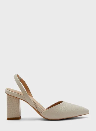 Croc Effect Slingback Pump