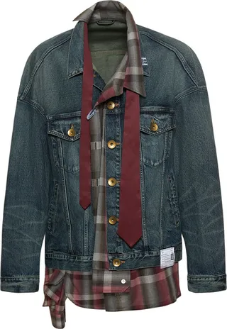 Mix layered denim jacket