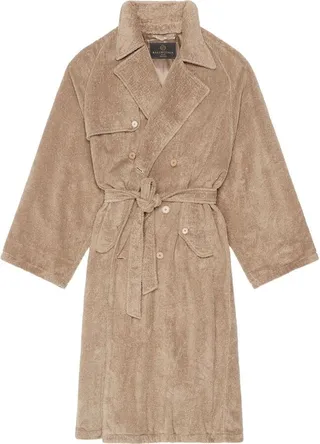 Towelling-Finish Cotton Trench-Coat