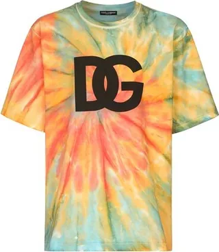Tie-dye technical jersey T-shirt with print